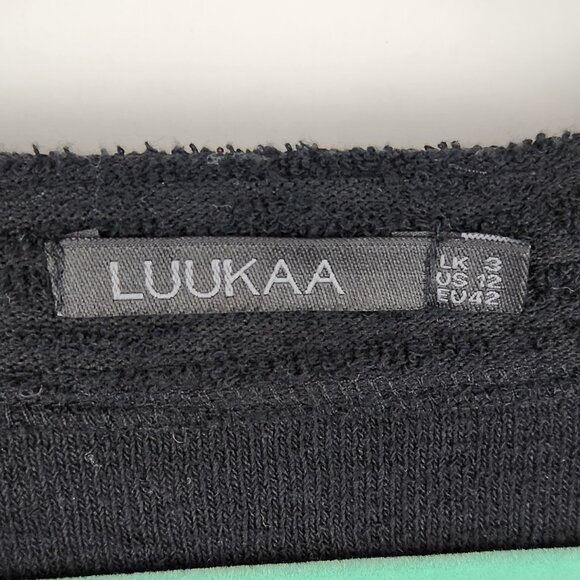 LUUKAA Textured Knit Tunic Dress Handkerchief Hem Pockets Lagenlook sz 12 - Picture 7 of 8